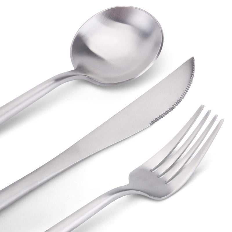 Bysta Matte Silverware Set, Bysta 20-Piece Stainless Steel Flatware Set Cutlery Set Service For 4, Satin Finish, Dishwasher Safe, Nice Gift Box - Image 3